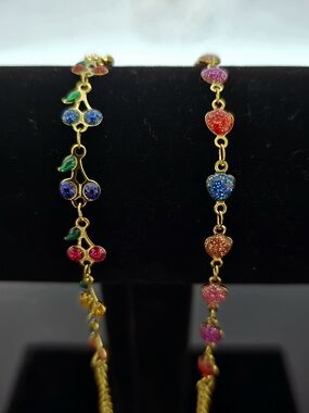 2 Pcs. Multicolor Link Gold Plated Bracelet - Women Jewelry B004